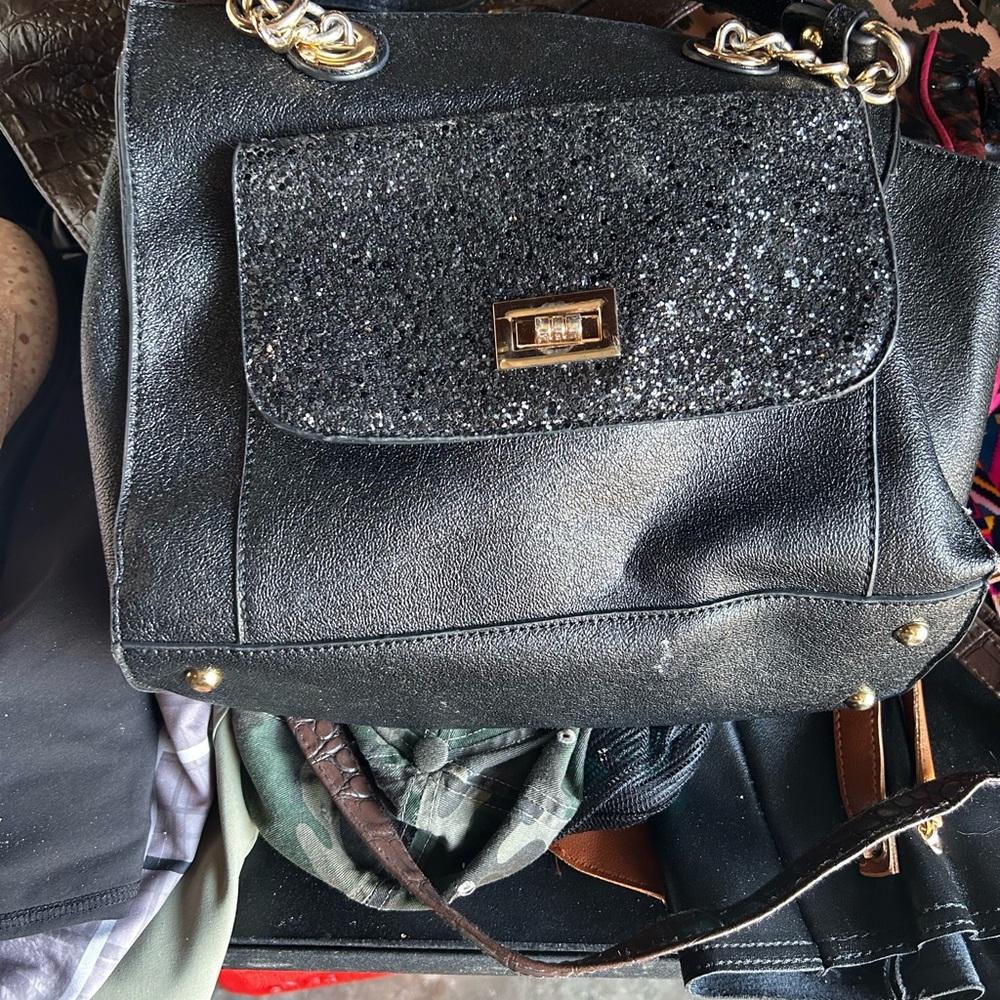 Elegant Black Glitter Women's Bag